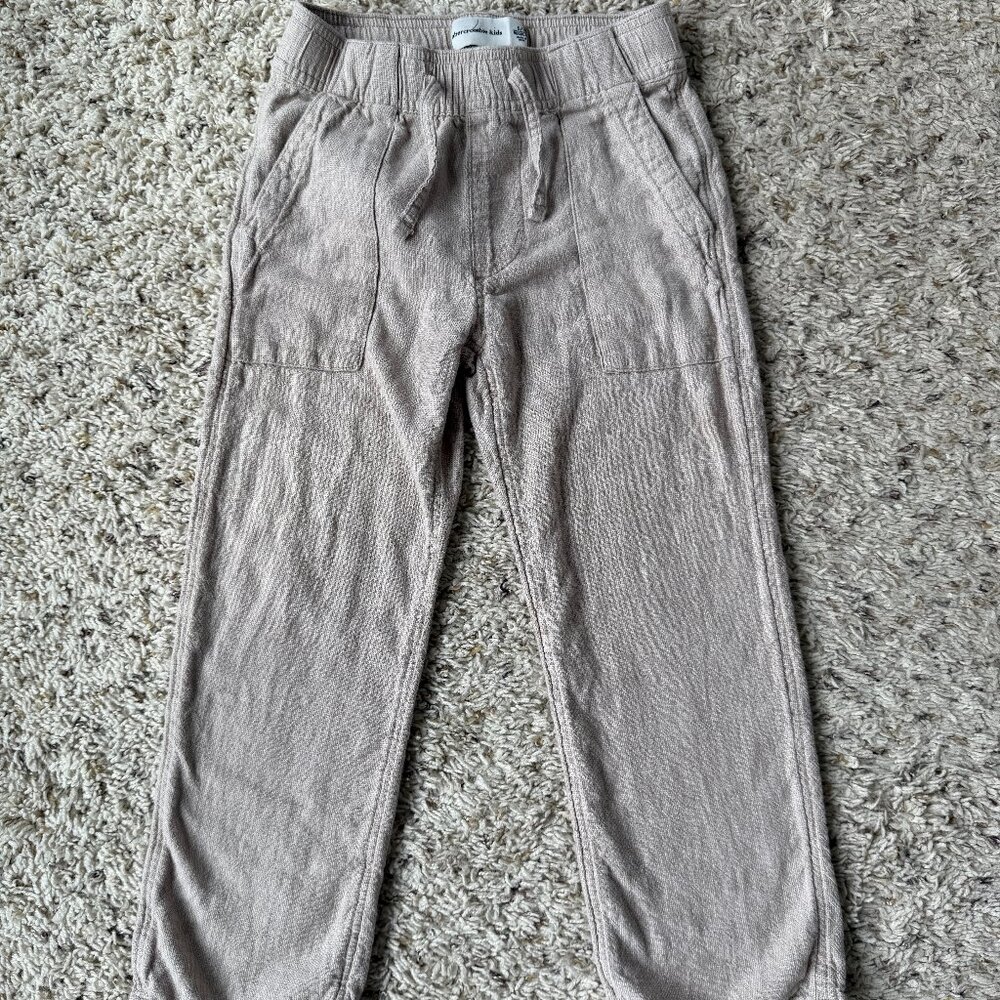 abercrombie kids khaki linen pull-on pants with drawstring 5/6